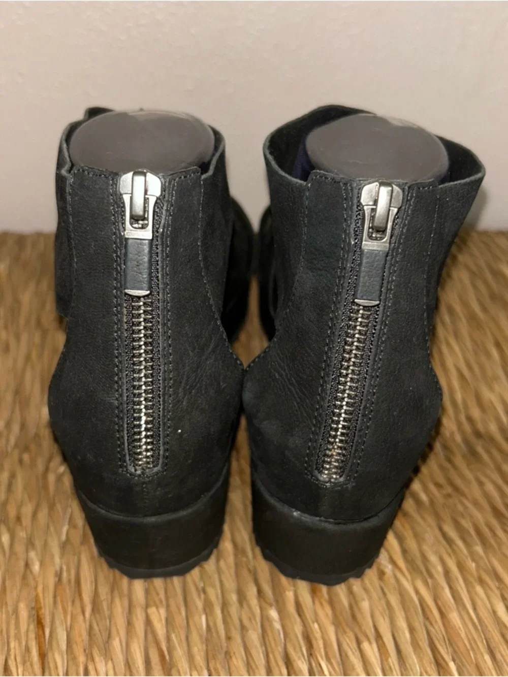 Eileen Fisher Black wedge Suede Platform Sandals